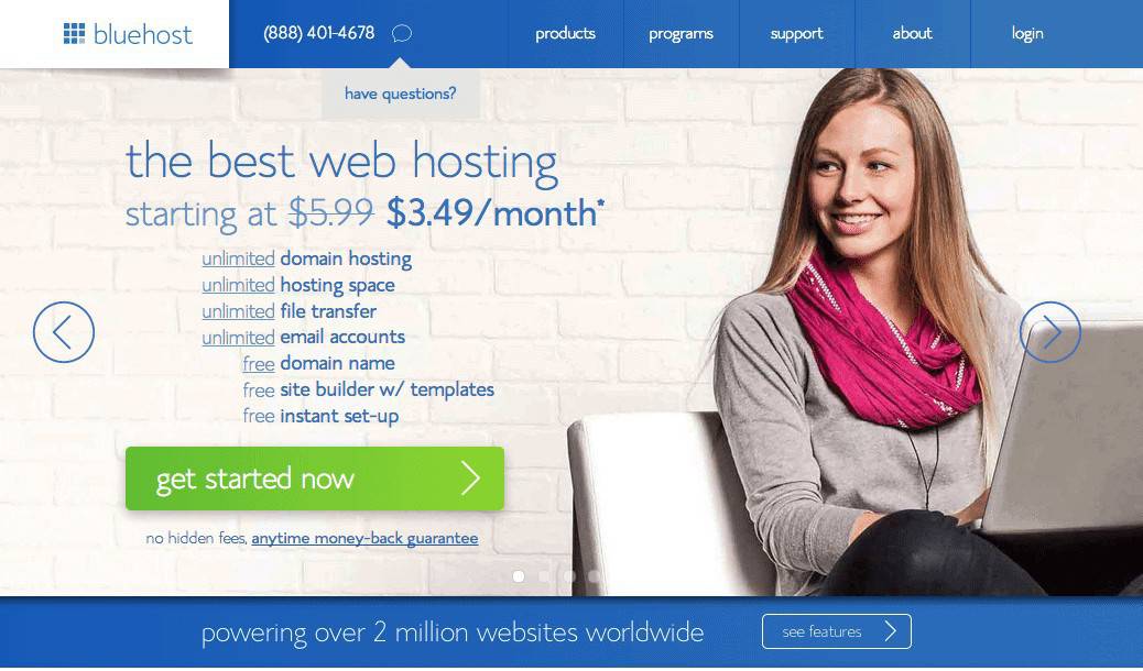 bluehost homepage