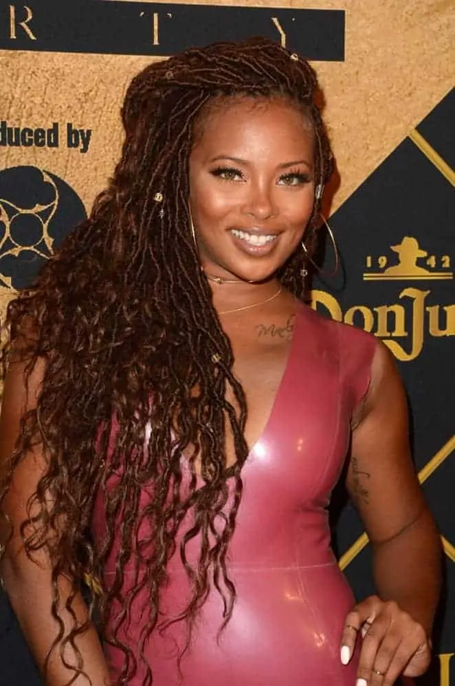 Actress Eva Marcille wearing goddess faux locs