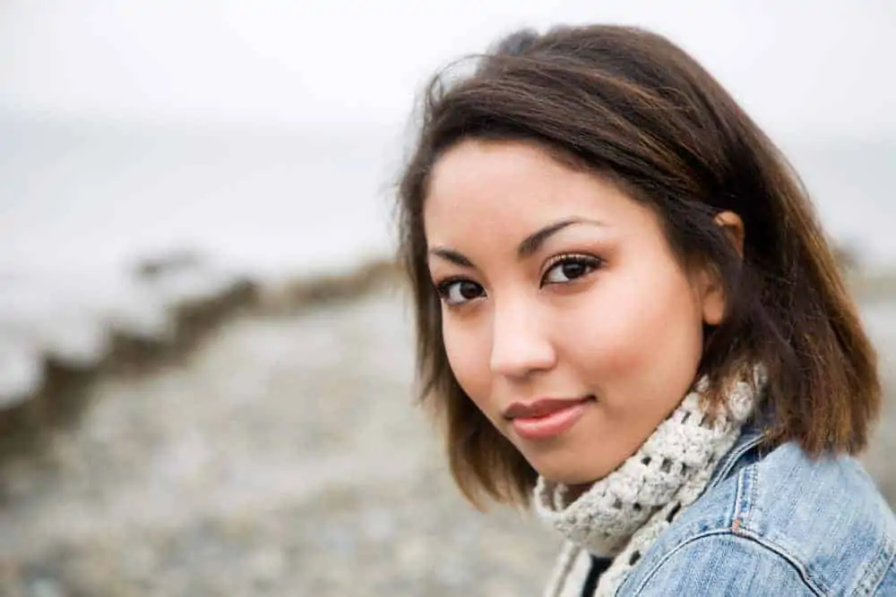 African American female with straight flat ironed hair