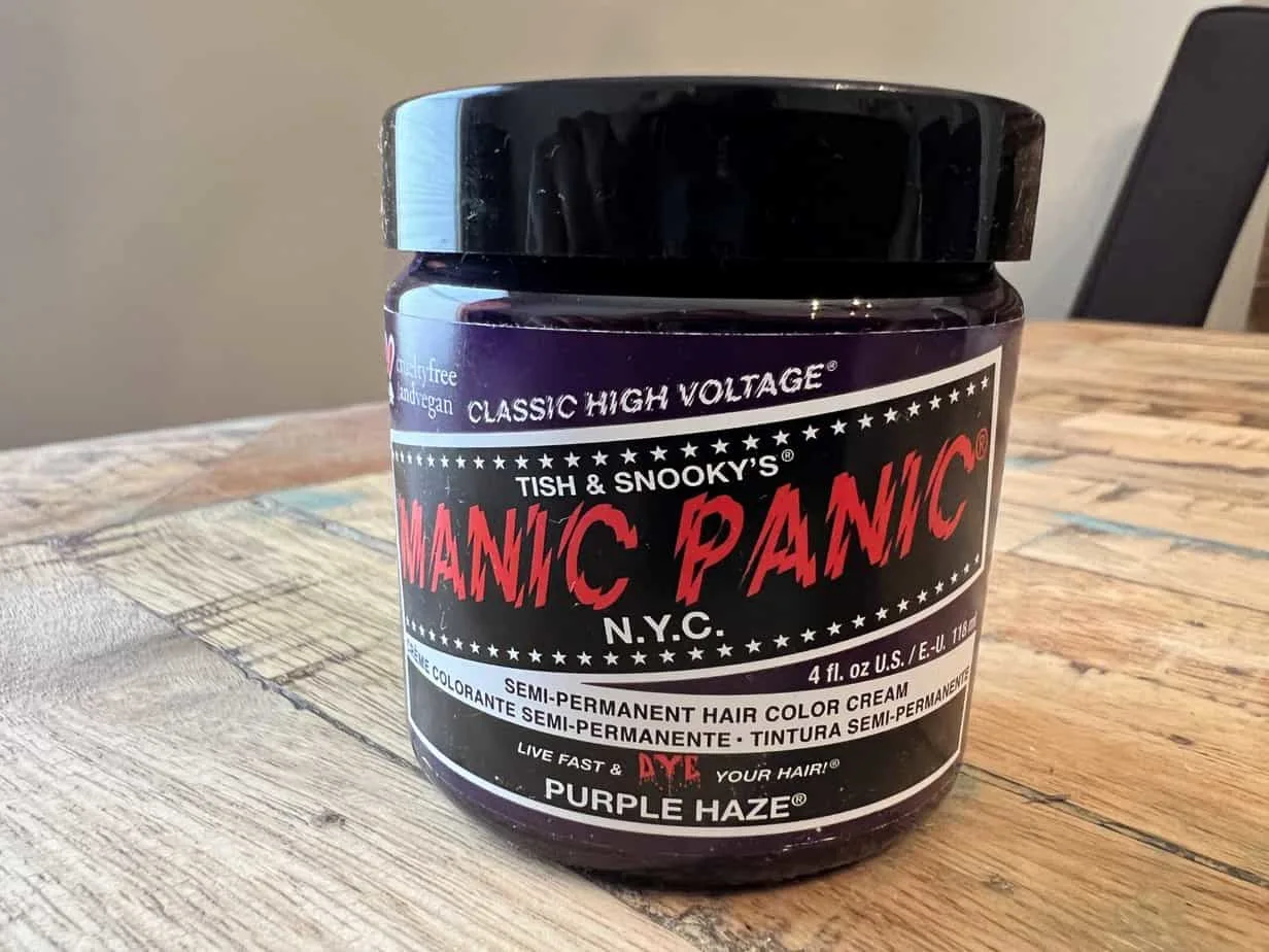 This Manic Panic semi-permanent hair color is a cruelty-free, vegan hair dye in a dark purple haze color.