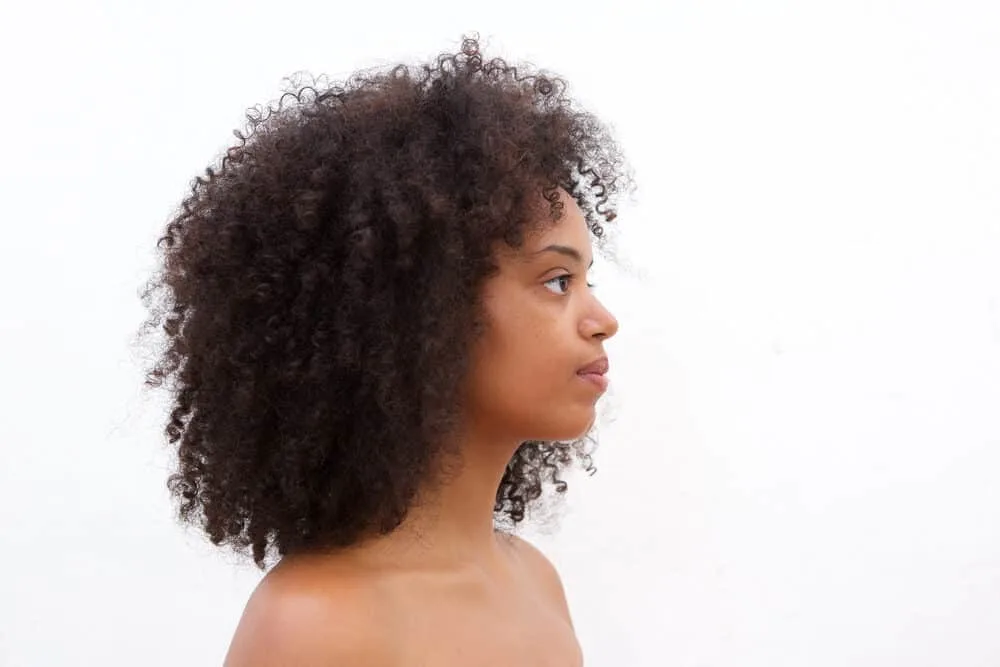 Curly girl with type 4A curl pattern wearing a Rezo Cut from the Devachan Salon.