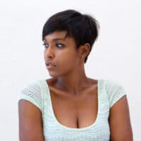 Young black girl with straight natural hair