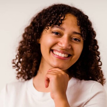 Young black girl with curly hair