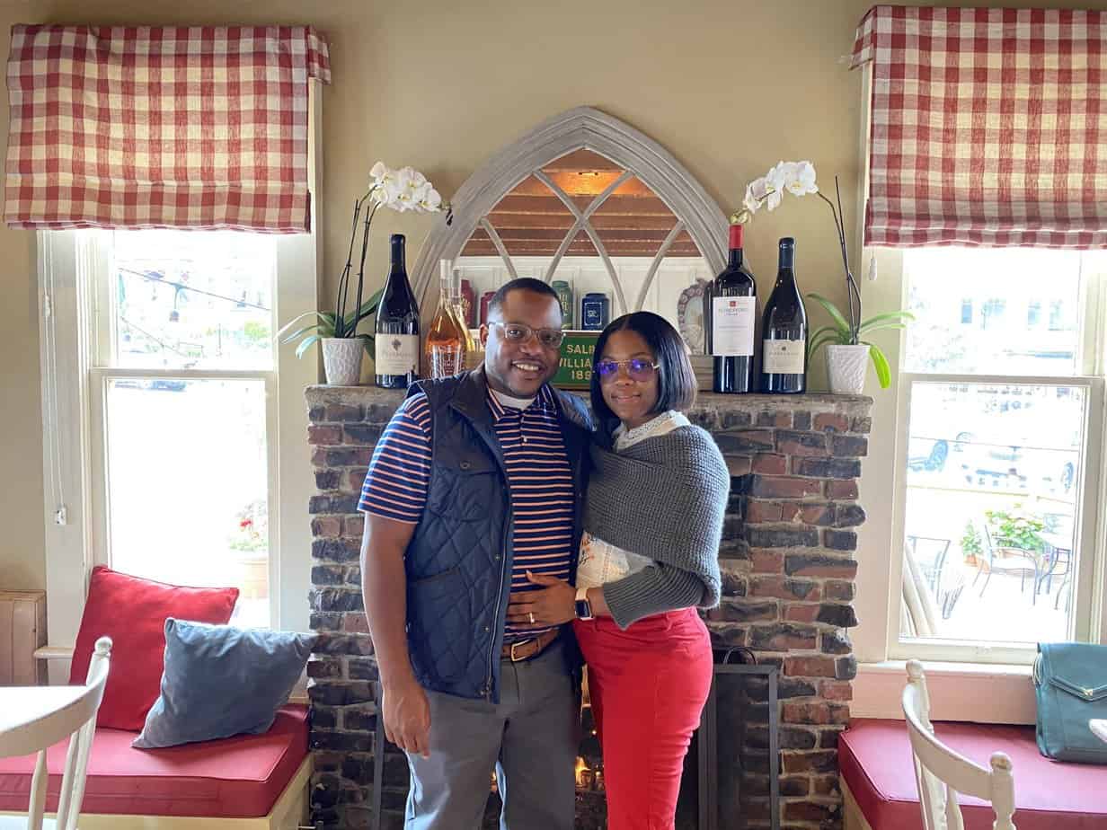 Kenneth Byrd, co-founder and Managing Partner with his wife, Kira Byrd, at a California restaurant.