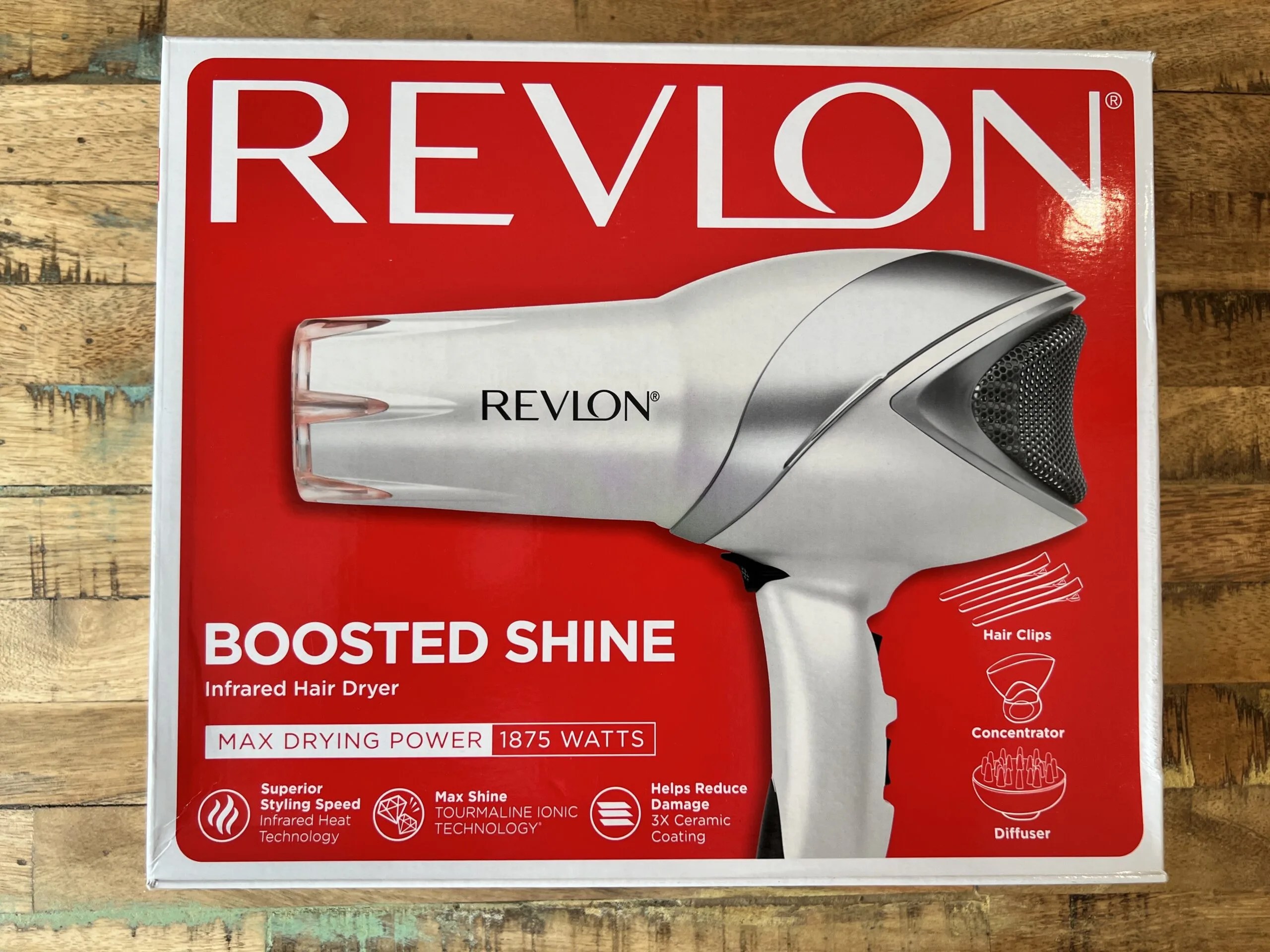 Revlon boosted shine infrared hair dryer has an 1875-watts motor for maximum drying power.