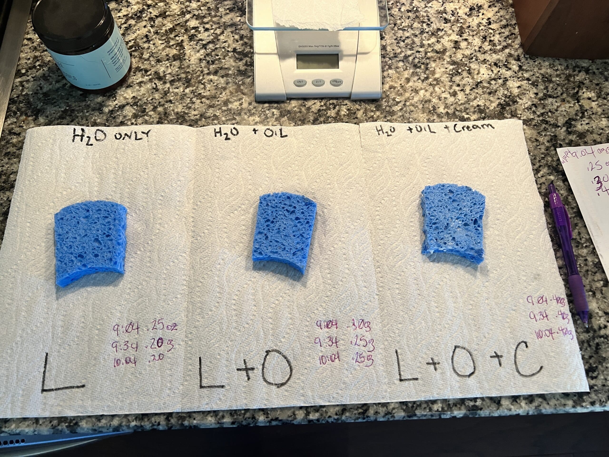 LOC method sponge test for curly hair